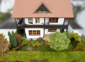 Ferienwohnung Zweifamilienhaus Garten Ansicht von oben