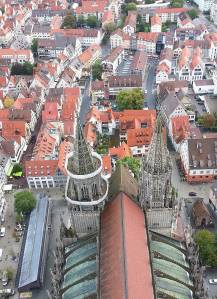Ulmer Münster Kirchtürme von oben